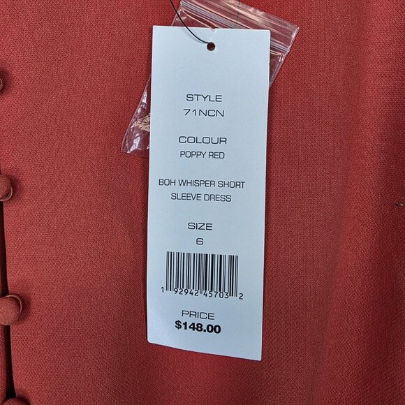 French Connection Dress Womens Size 6 Poppy Red Boh Whisper Short Sleeve New - Picture 4 of 13